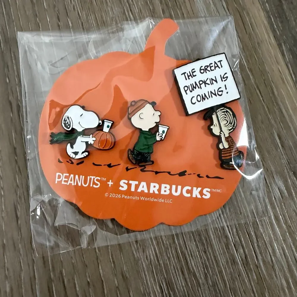 Peanuts + Starbucks 2026 PIN SET with 3 New, Limited Edition Collectibles * PSL